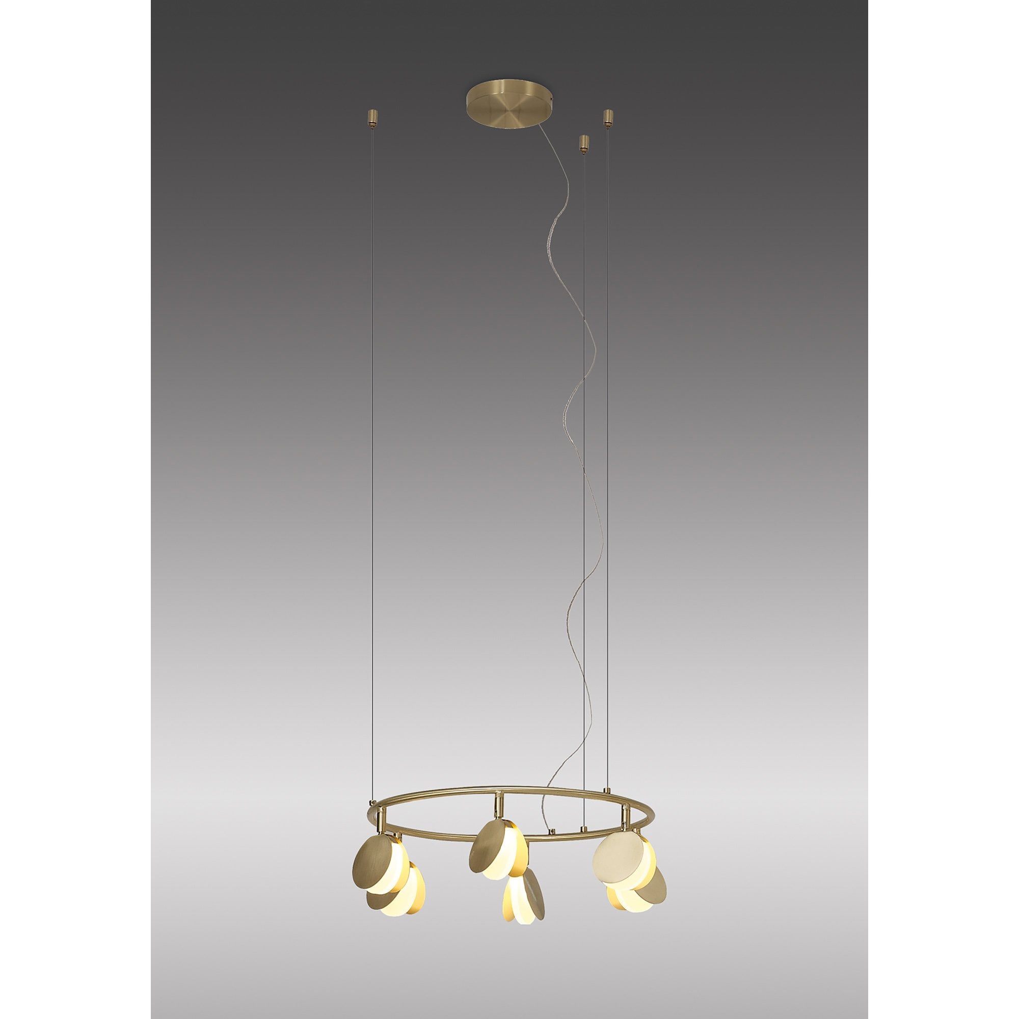 M7262 Shell 6 Light Pendant Round 30W LED Gold