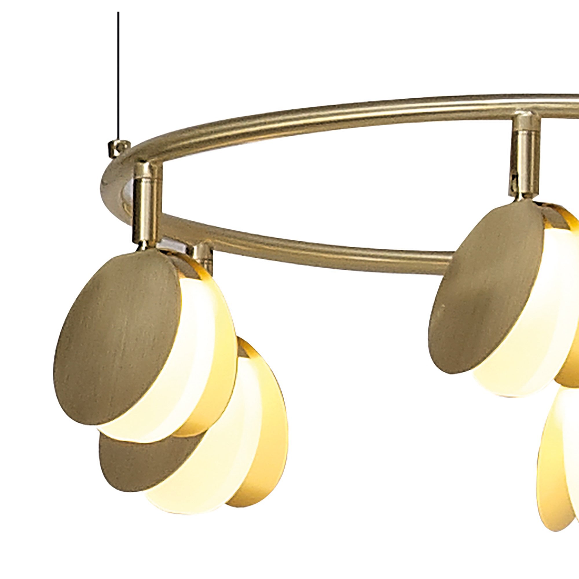 M7262 Shell 6 Light Pendant Round 30W LED Gold