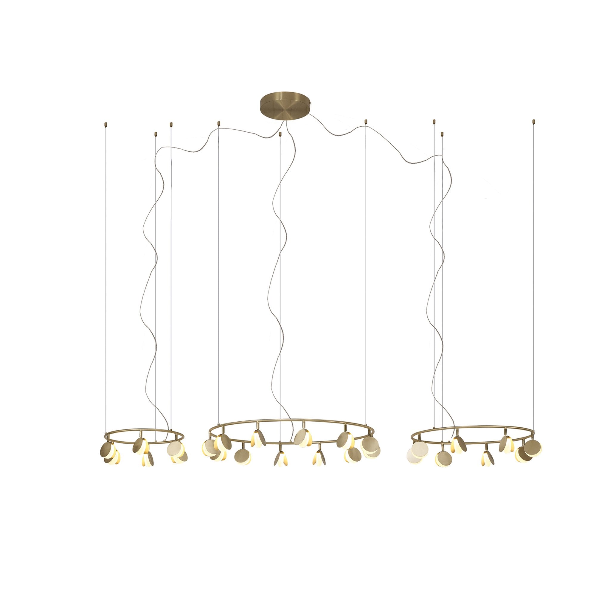 M7355 Shell 12+8+4 Light Pendant Round 120W LED Gold