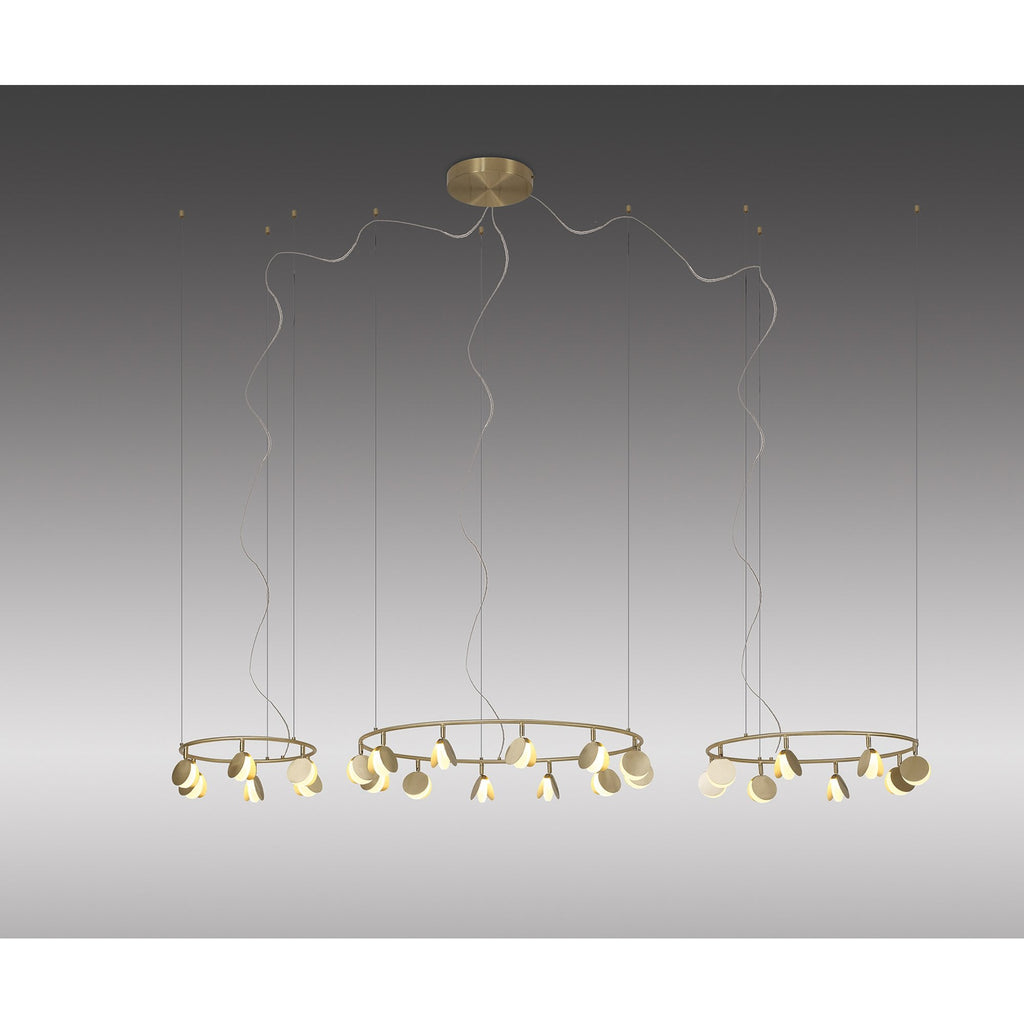 M7355 Shell 12+8+4 Light Pendant Round 120W LED Gold