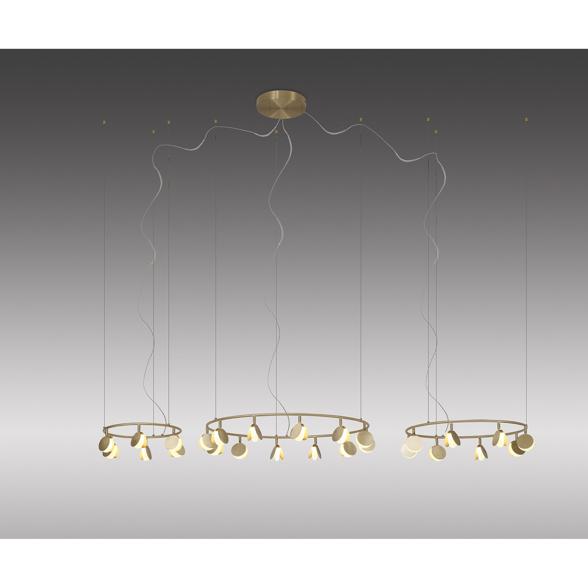 M7355 Shell 12+8+4 Light Pendant Round 120W LED Gold
