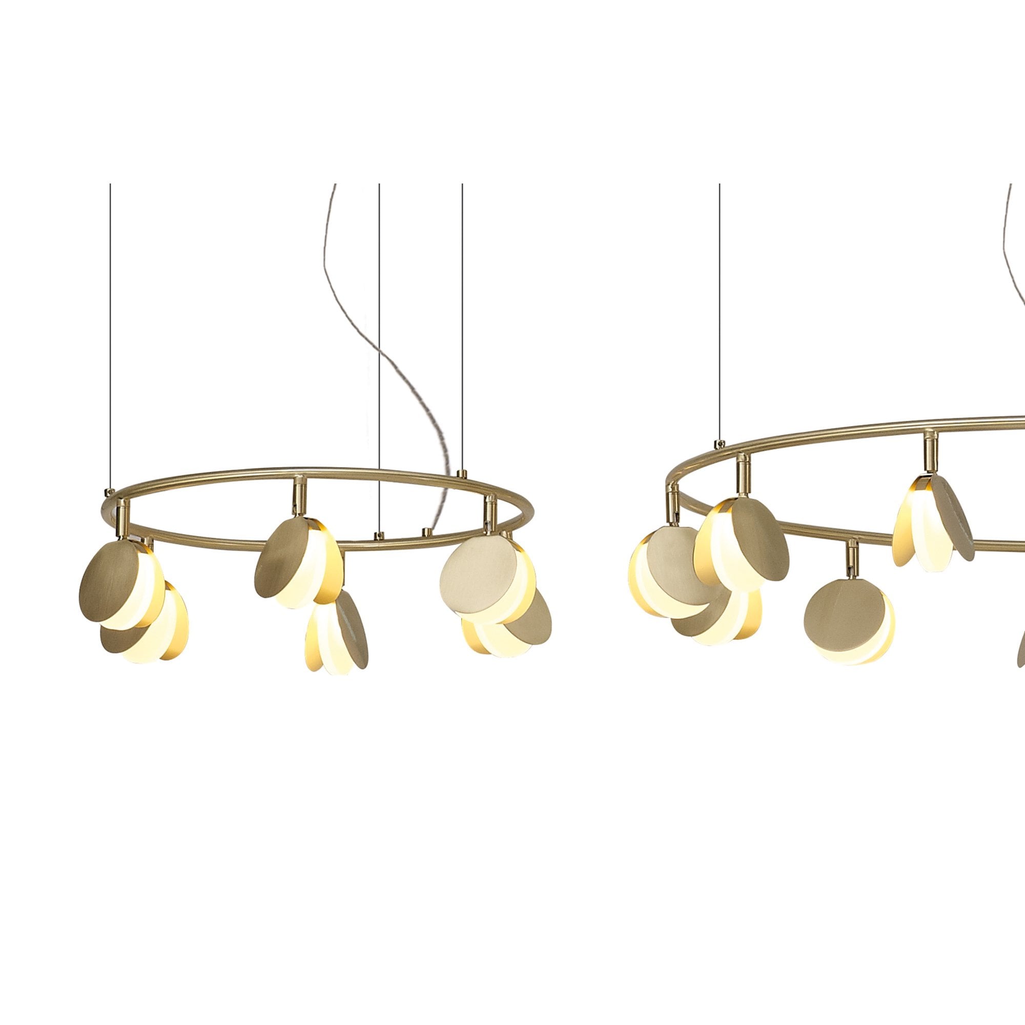 M7355 Shell 12+8+4 Light Pendant Round 120W LED Gold