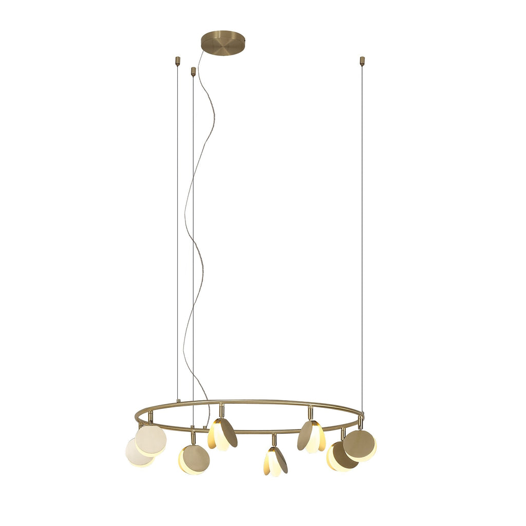 M7261 Shell 8 Light Pendant Round 40W LED Gold