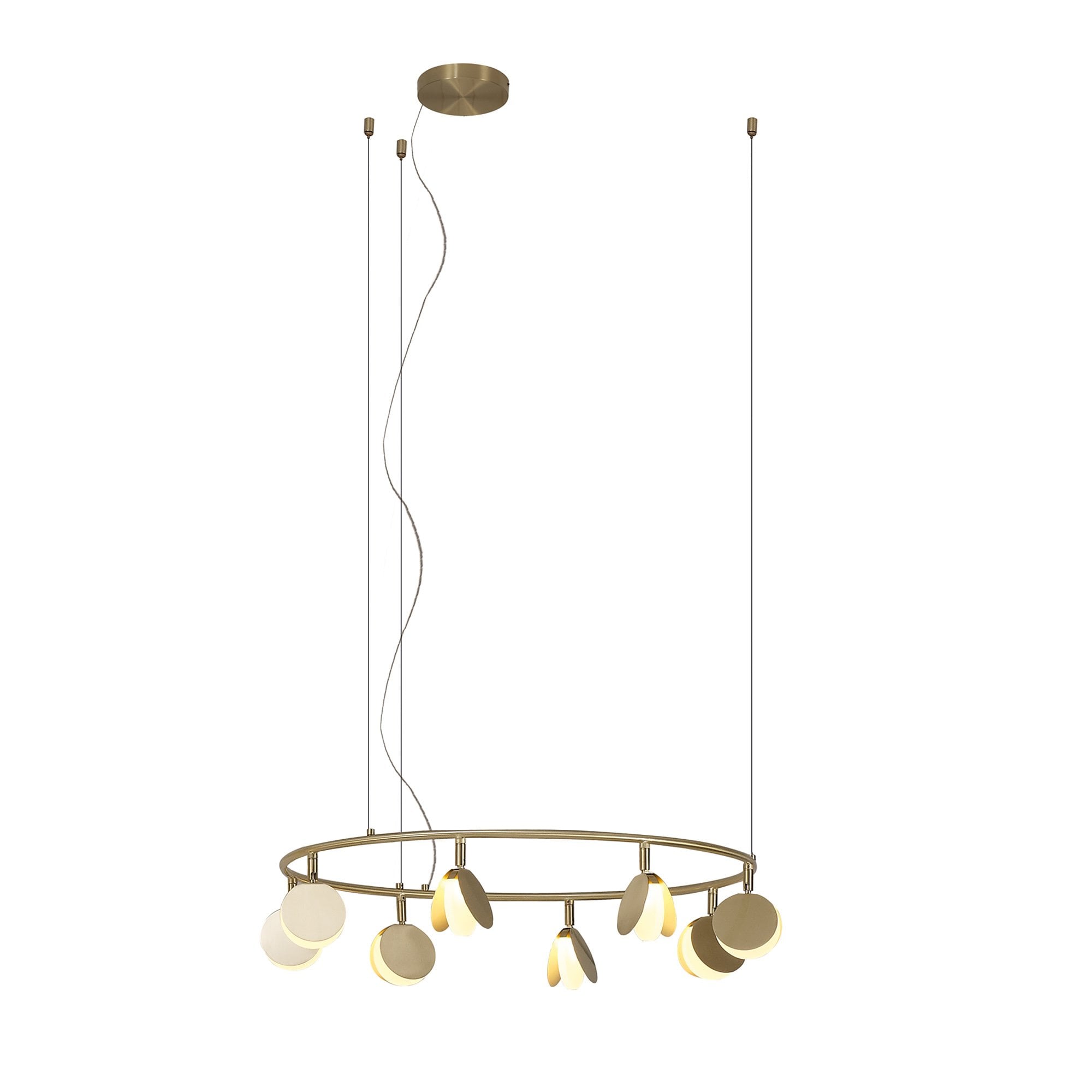 M7261 Shell 8 Light Pendant Round 40W LED Gold