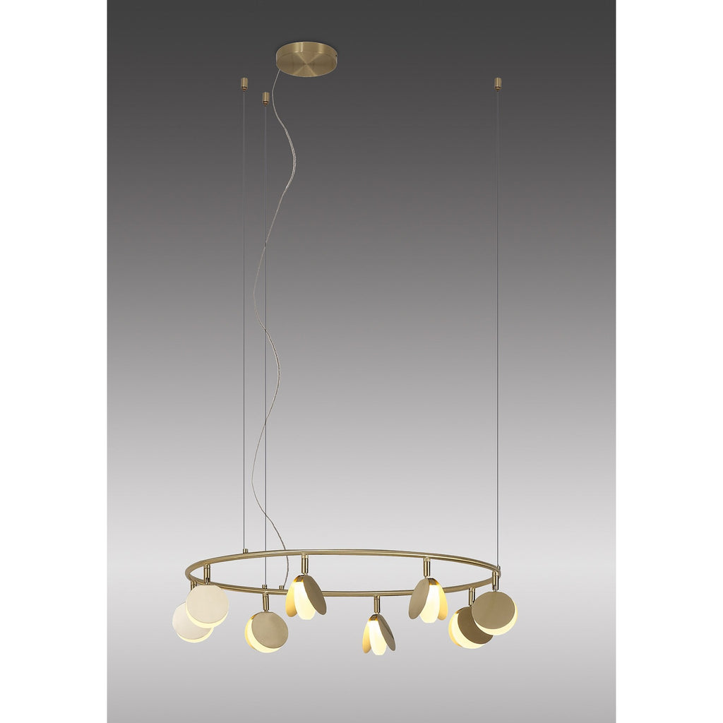 M7261 Shell 8 Light Pendant Round 40W LED Gold