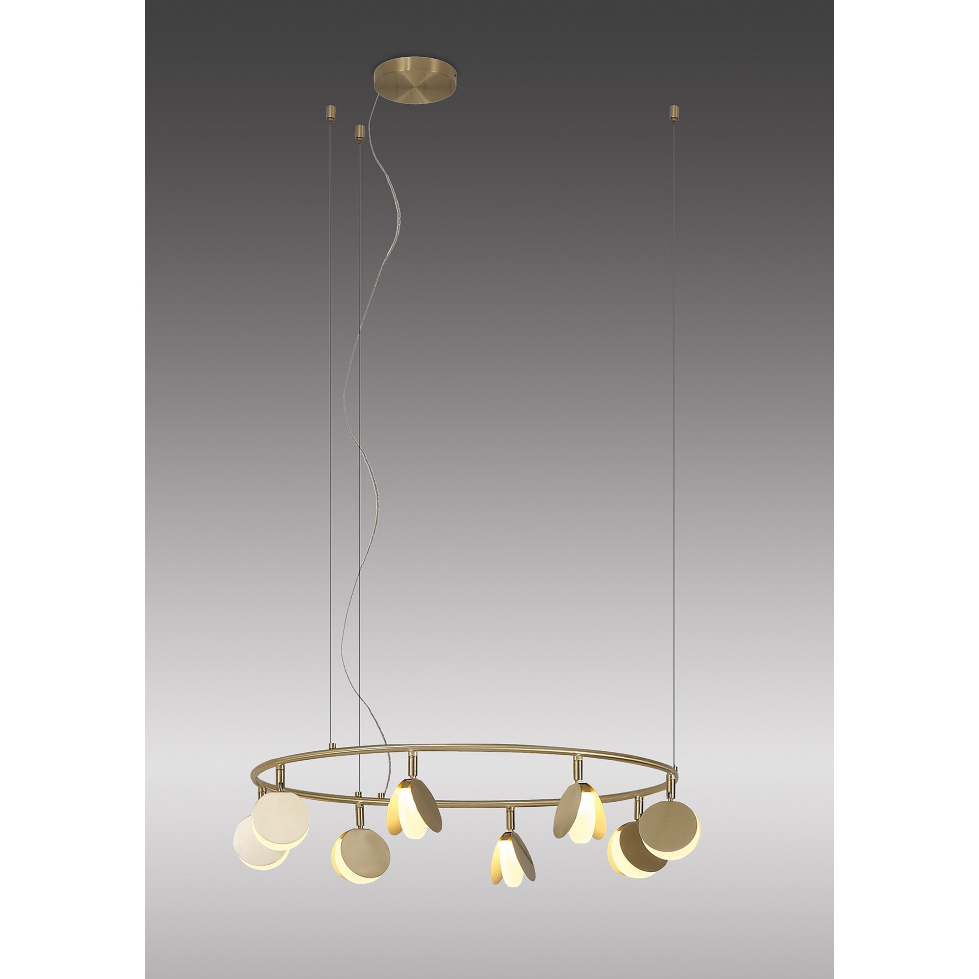 M7261 Shell 8 Light Pendant Round 40W LED Gold
