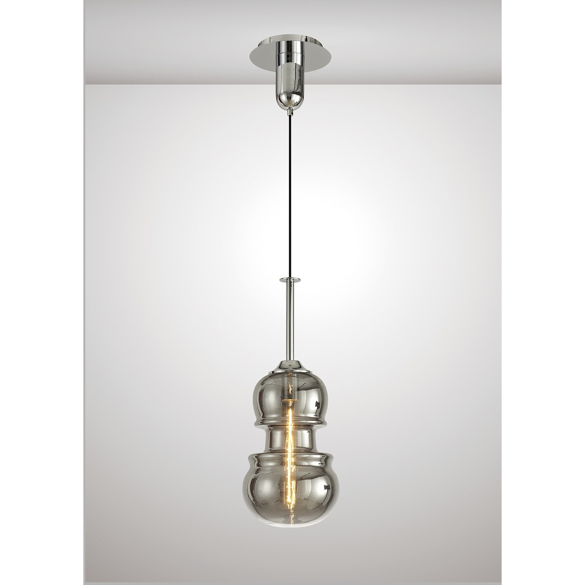 M6694 Sonata Pendant 22cm Round 1 Light Polished Chrome / Graphite