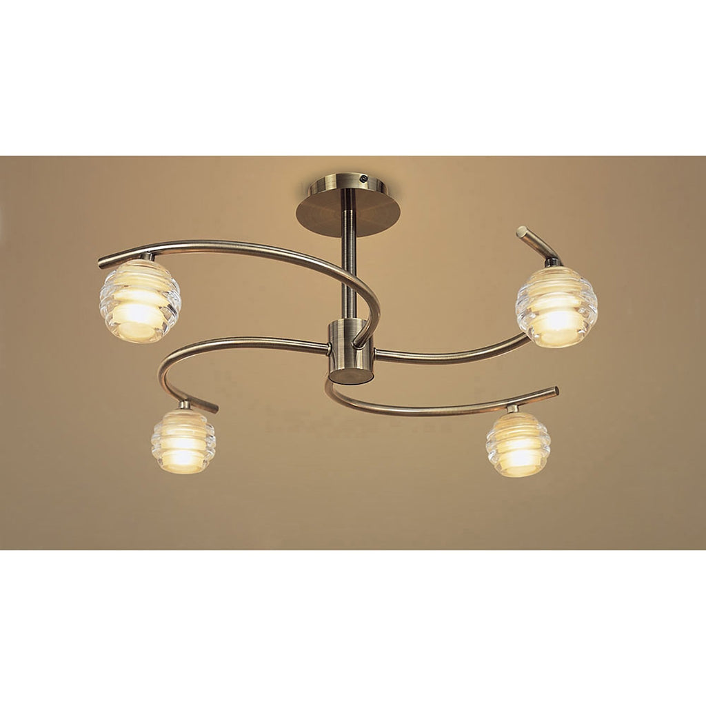 M8012/1 Sphere Semi Flush 4 Light G9 Antique Brass