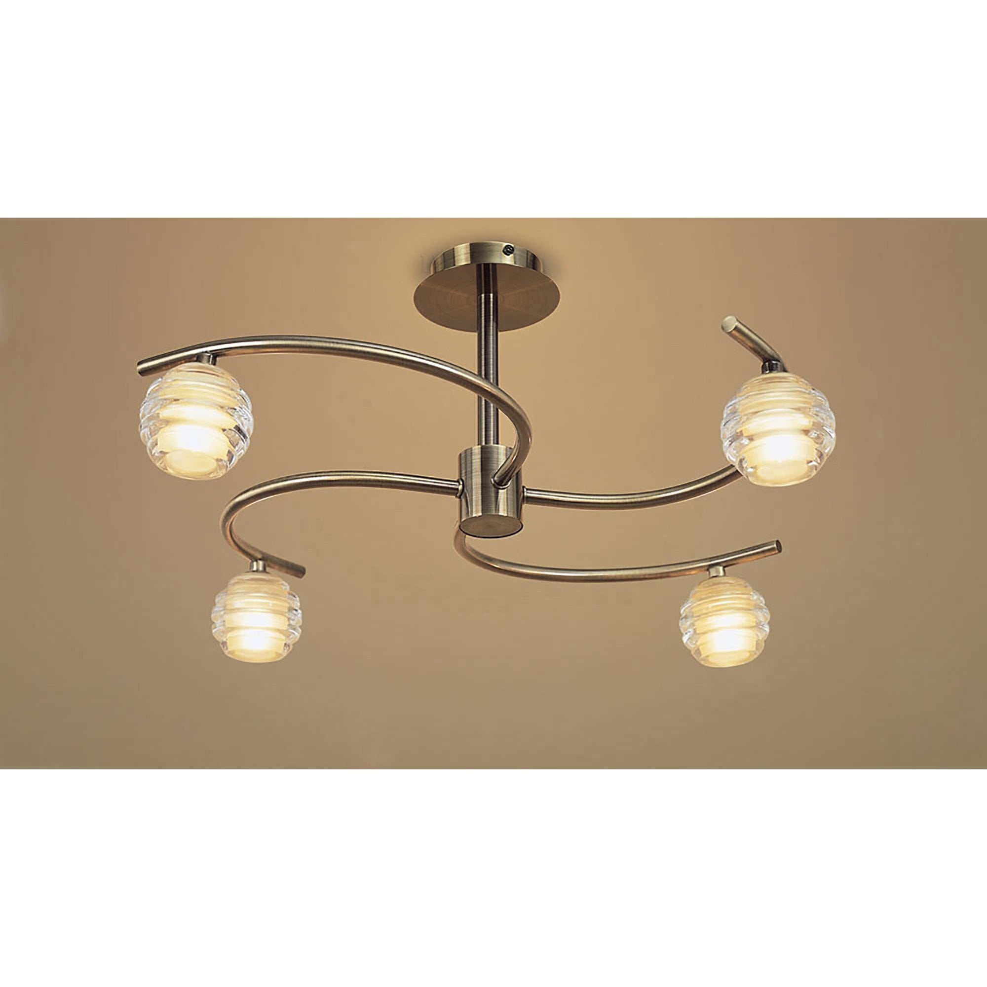 M8012/1 Sphere Semi Flush 4 Light G9 Antique Brass