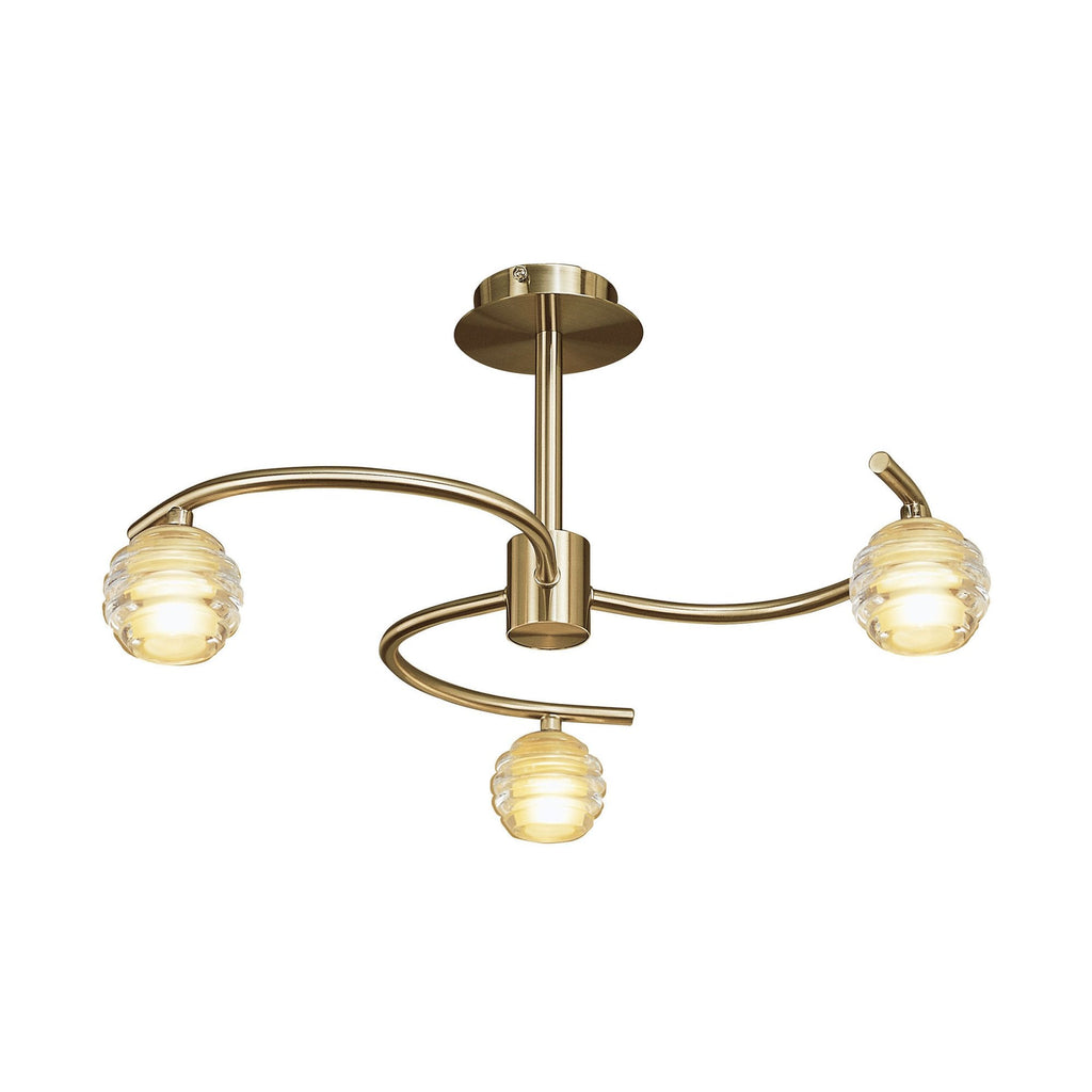 M8011/1 Sphere Semi Flush 3 Light G9 Antique Brass