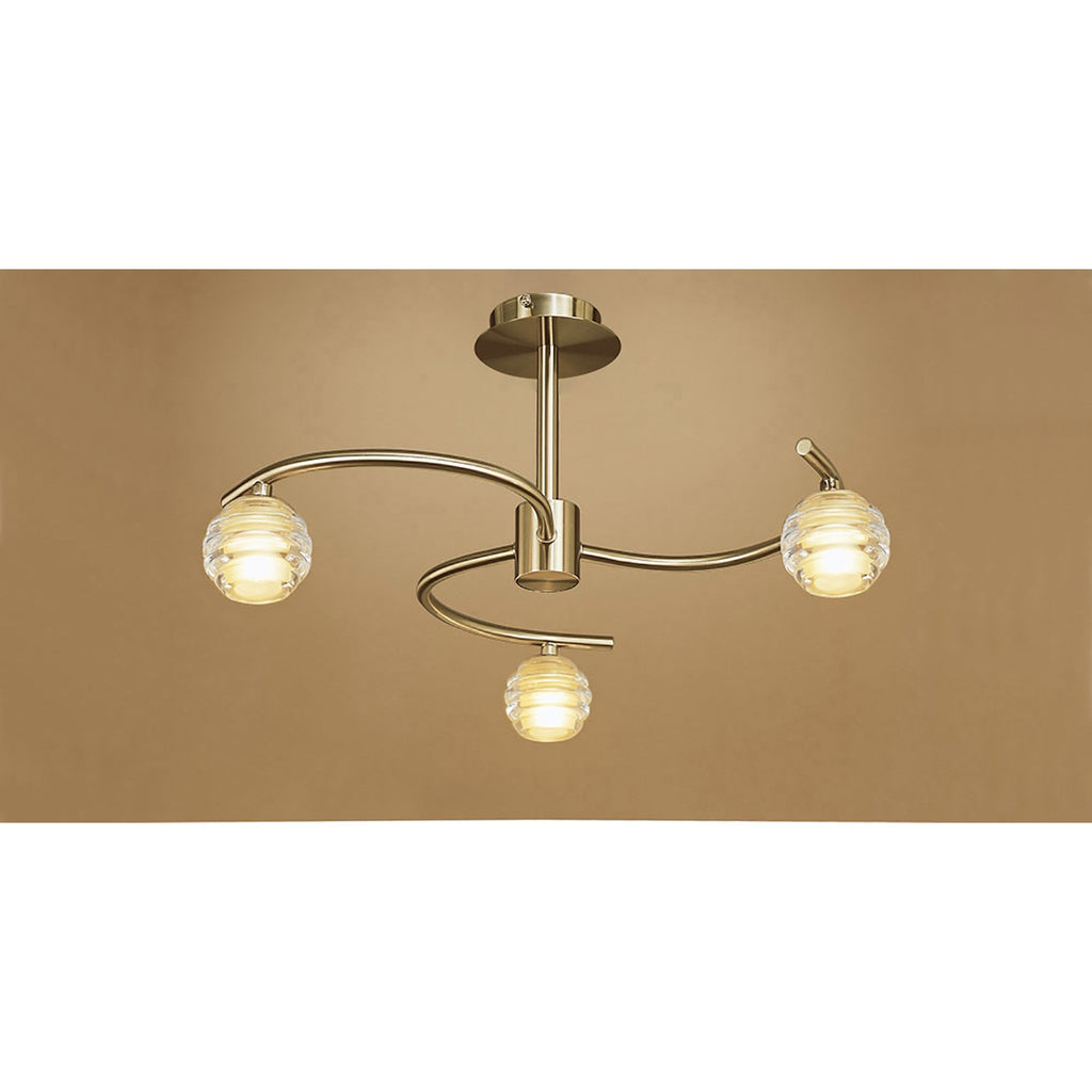 M8011/1 Sphere Semi Flush 3 Light G9 Antique Brass