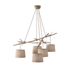 M6175 Sabina Pendant 5 x E27 (Max 40W) Imitation Wood Linen Shade