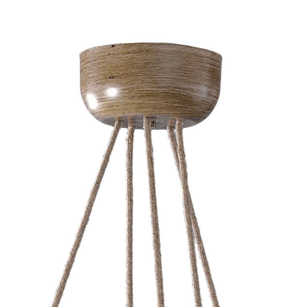 M6175 Sabina Pendant 5 x E27 (Max 40W) Imitation Wood Linen Shade