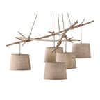 M6175 Sabina Pendant 5 x E27 (Max 40W) Imitation Wood Linen Shade