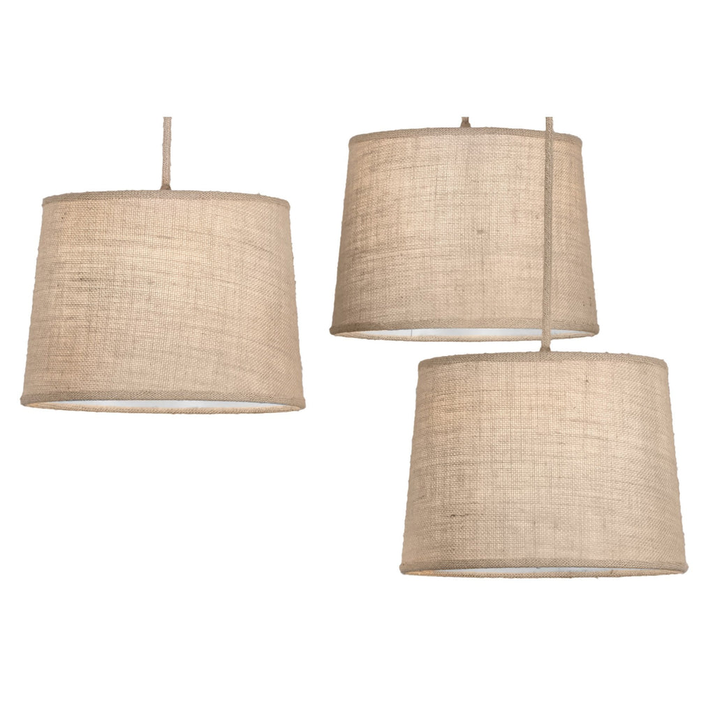 M6176 Sabina Pendant 3 x E27 (Max 40W) Imitation Wood Linen Shade