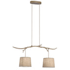 M6177 Sabina Pendant 2 x E27 (Max 40W) Imitation Wood Linen Shade