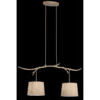 M6177 Sabina Pendant 2 x E27 (Max 40W) Imitation Wood Linen Shade