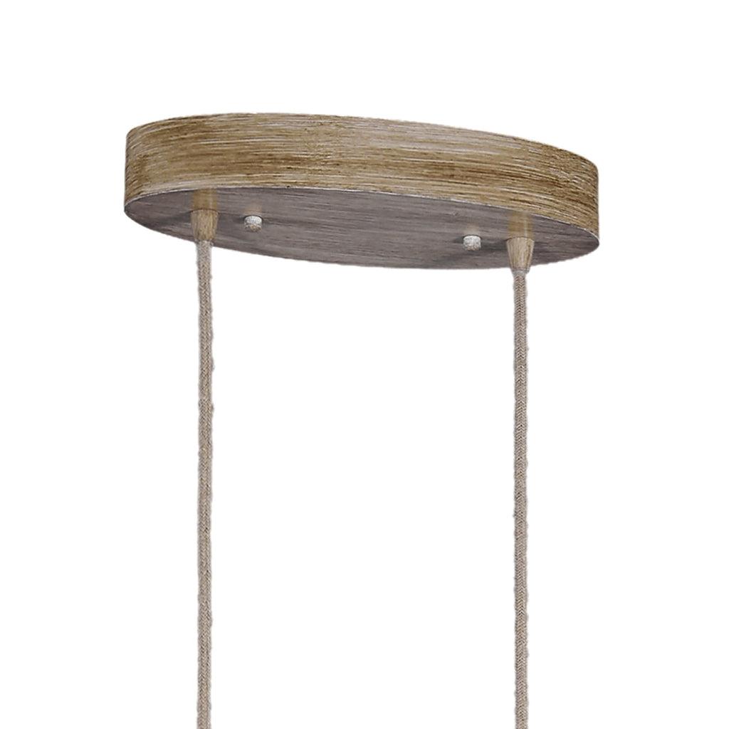 M6177 Sabina Pendant 2 x E27 (Max 40W) Imitation Wood Linen Shade
