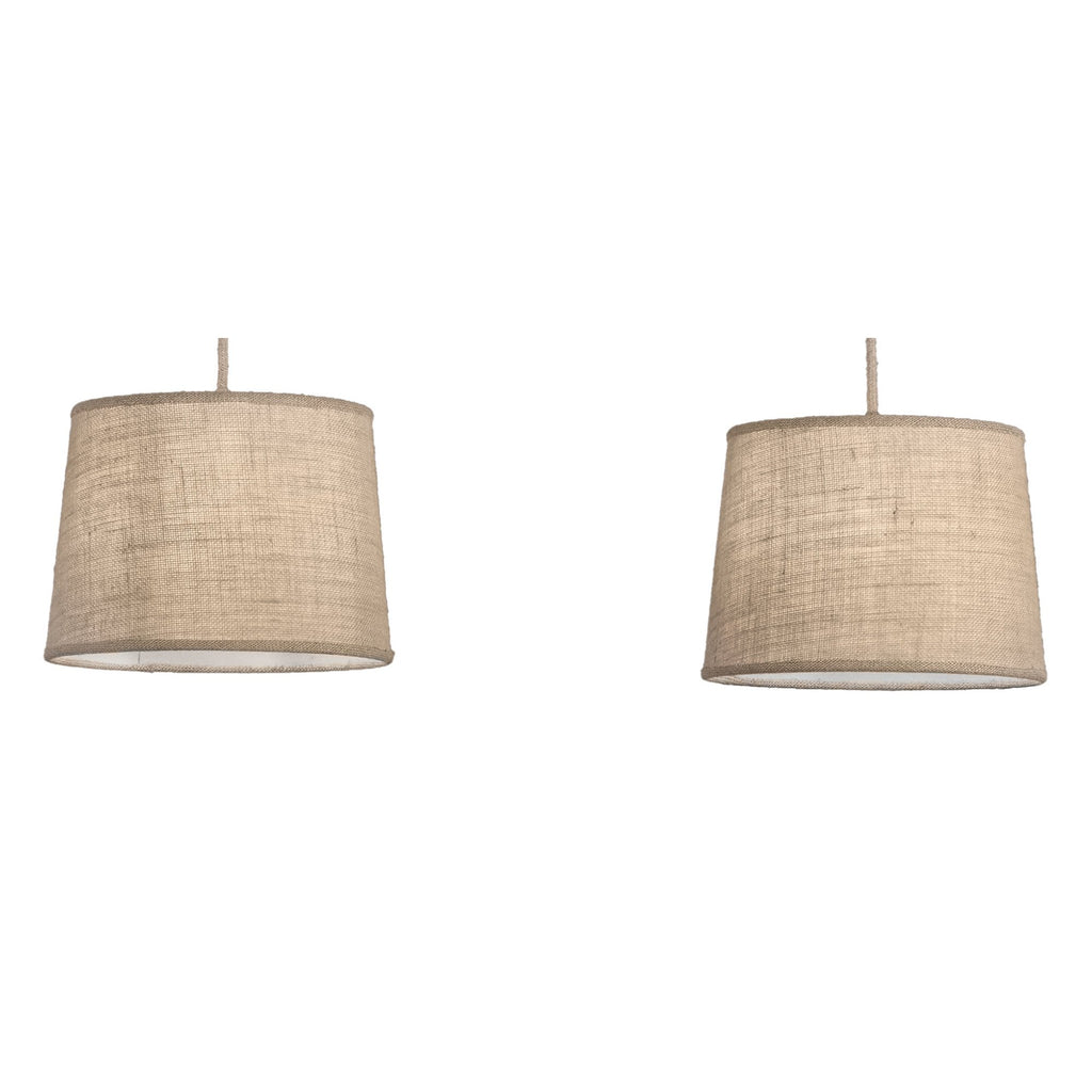 M6177 Sabina Pendant 2 x E27 (Max 40W) Imitation Wood Linen Shade