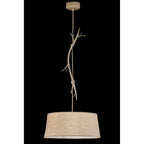 M6178 Sabina Pendant 60cm Round 1 Light Imitation Wood Linen Shade