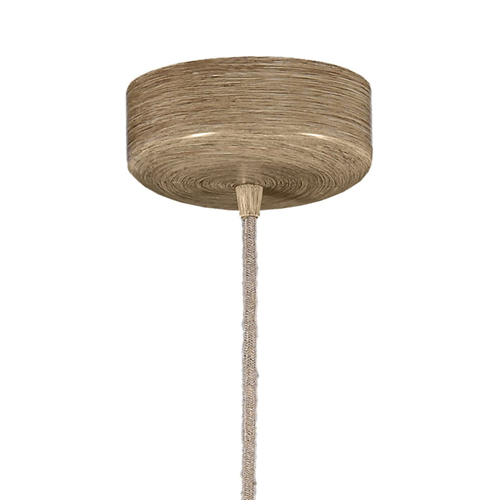 M6178 Sabina Pendant 60cm Round 1 Light Imitation Wood Linen Shade