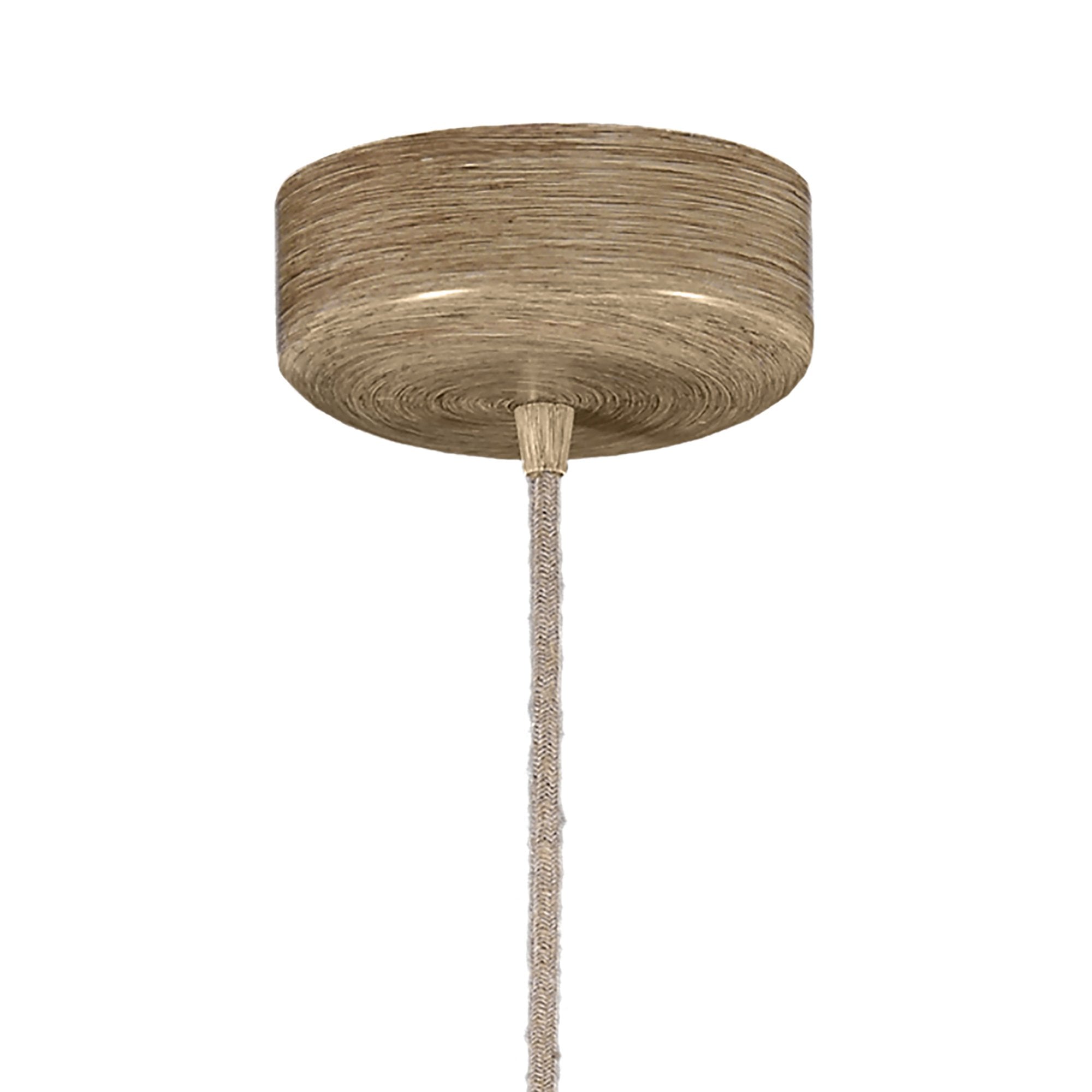 M6178 Sabina Pendant 60cm Round 1 Light Imitation Wood Linen Shade