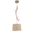 M6179 Sabina Pendant 35cm Round 1 Light Imitation Wood Linen Shade