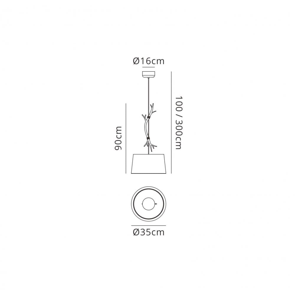 M6179 Sabina Pendant 35cm Round 1 Light Imitation Wood Linen Shade