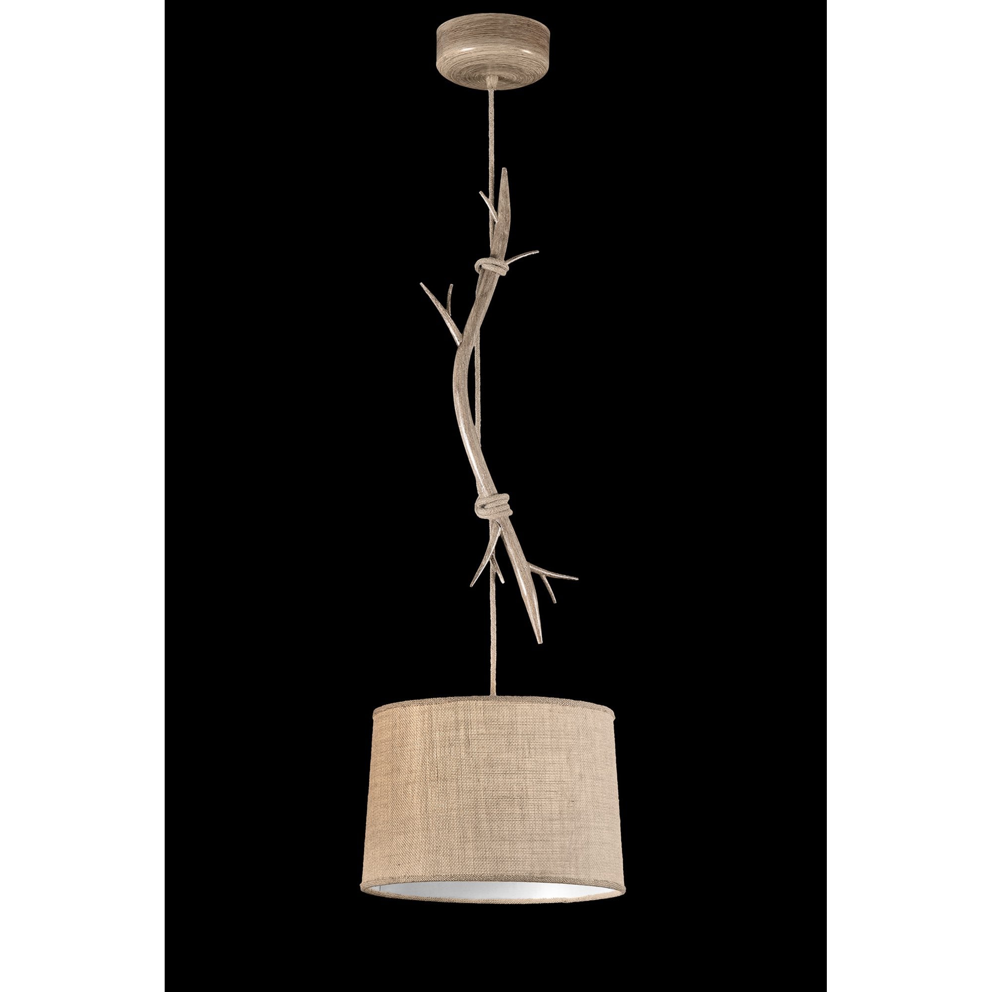 M6179 Sabina Pendant 35cm Round 1 Light Imitation Wood Linen Shade