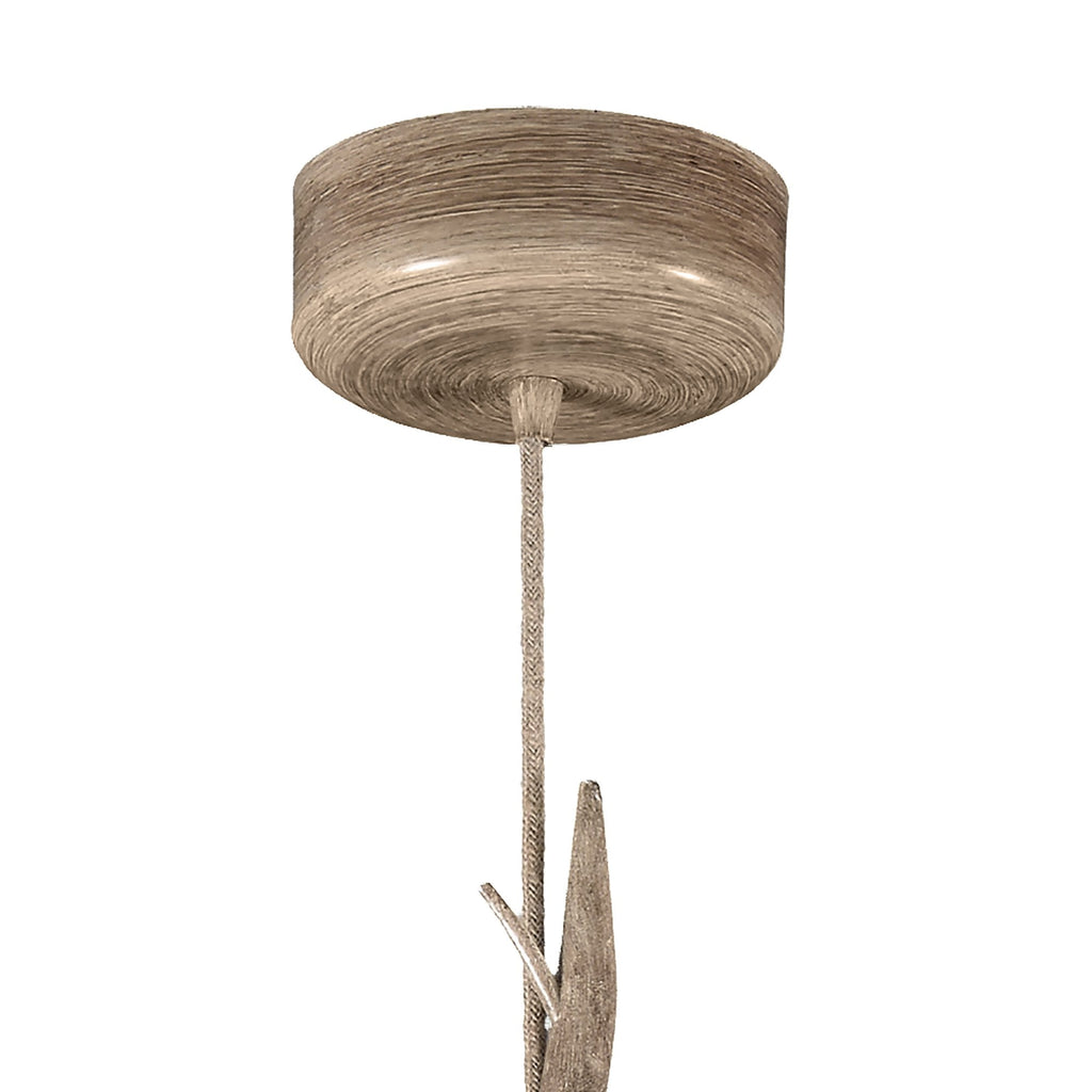 M6179 Sabina Pendant 35cm Round 1 Light Imitation Wood Linen Shade