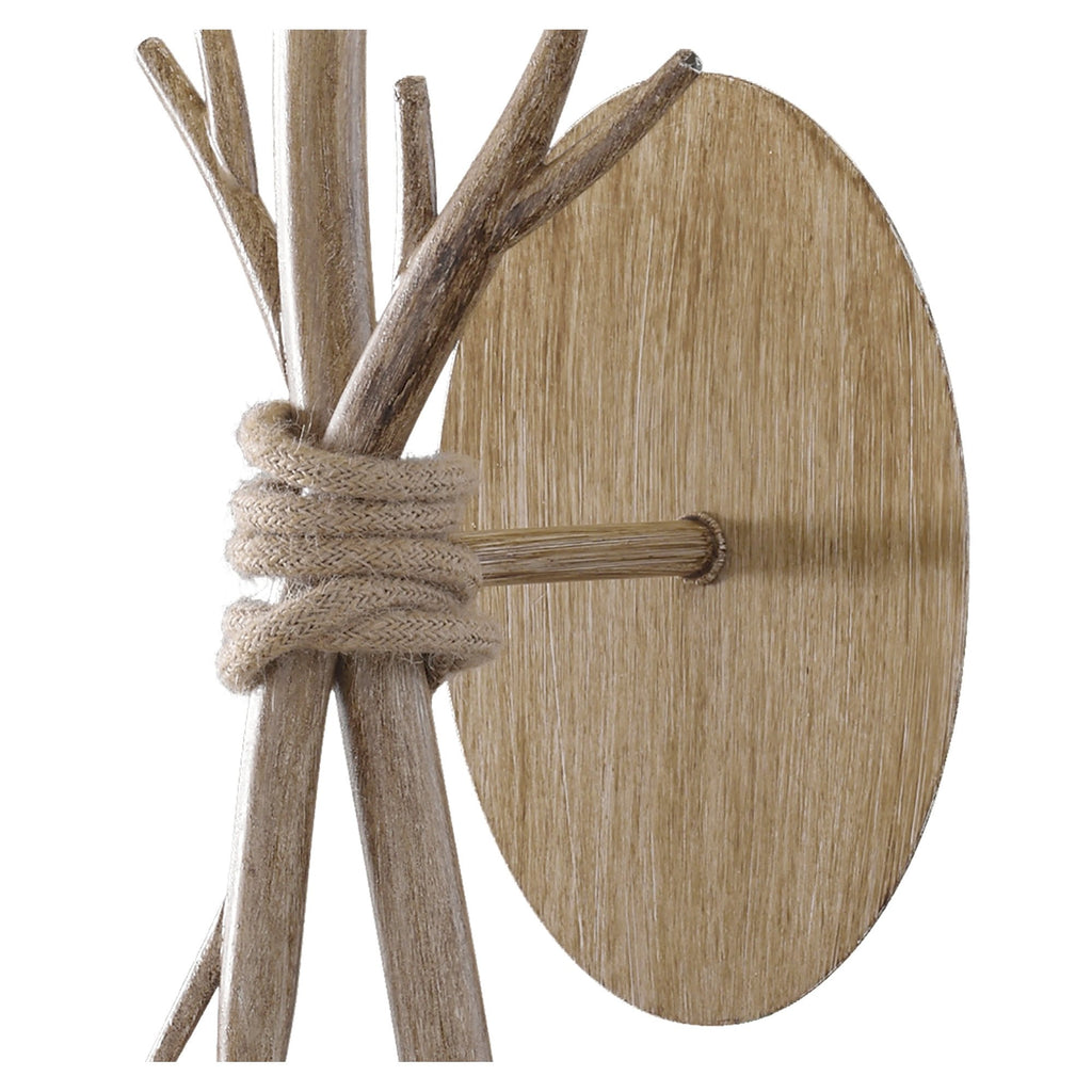 M6180 Sabina Wall Lamp 1 Light Imitation Wood Linen Shade (S)
