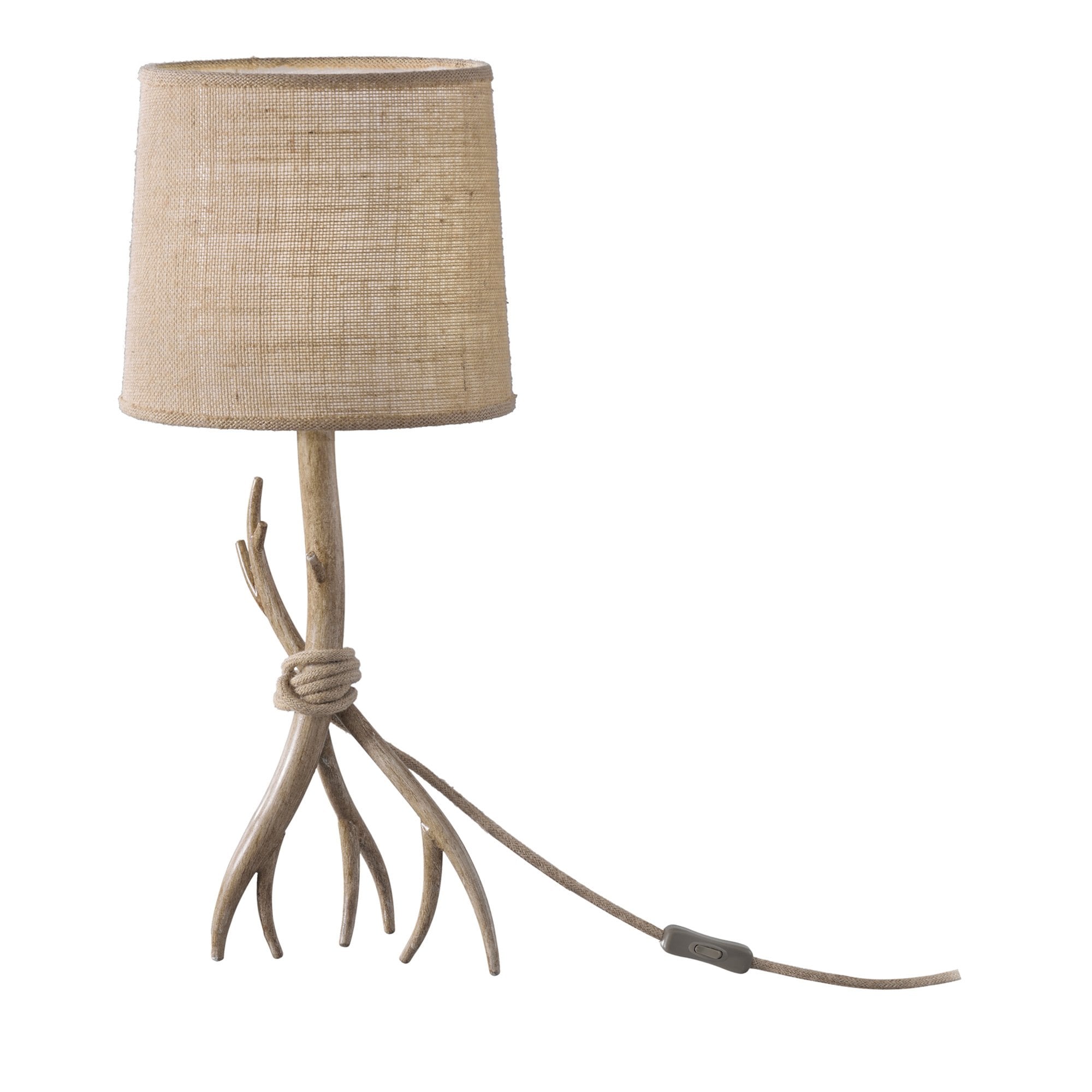 M6181 Sabina Table Lamp 57cm 1 Light Imitation Wood Linen Shade