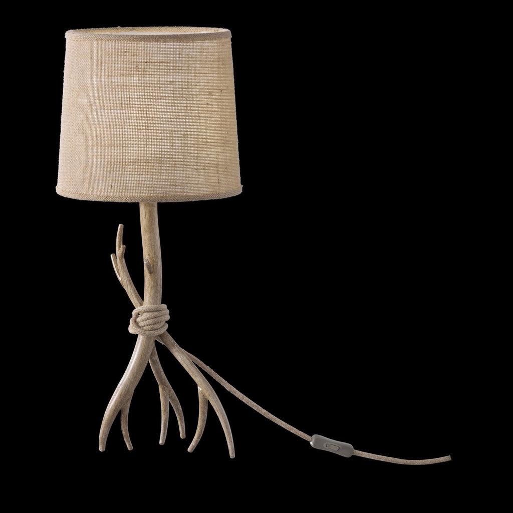 M6181 Sabina Table Lamp 57cm 1 Light Imitation Wood Linen Shade