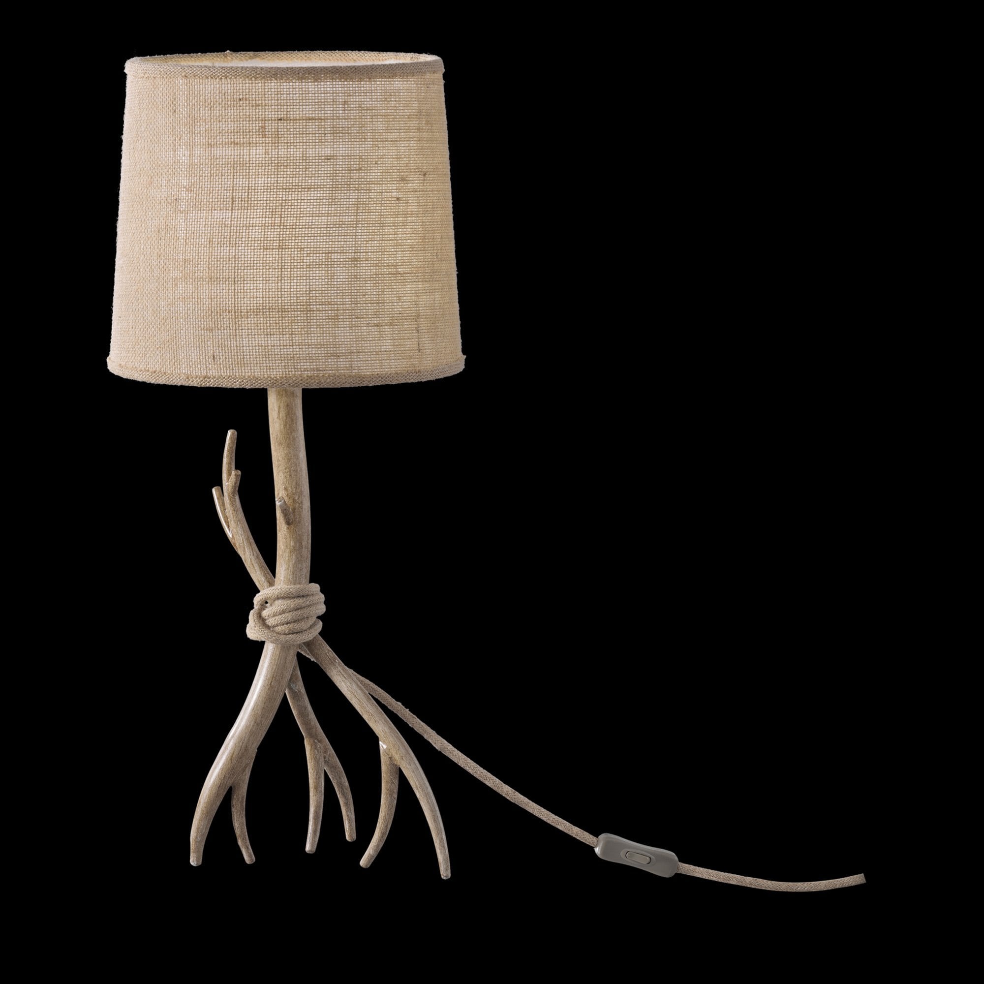 M6181 Sabina Table Lamp 57cm 1 Light Imitation Wood Linen Shade