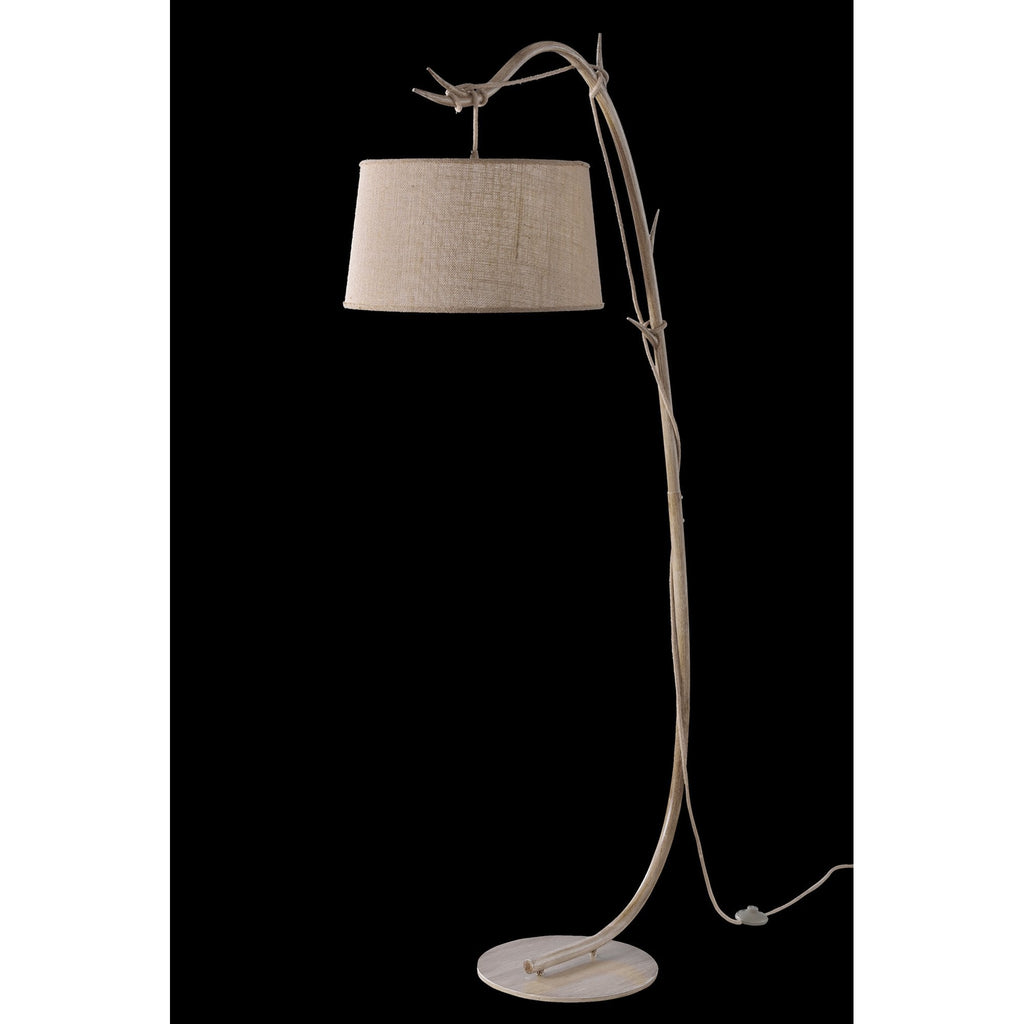 M6182 Sabina Floor Lamp 182cm 1 Light Imitation Wood Linen Shade