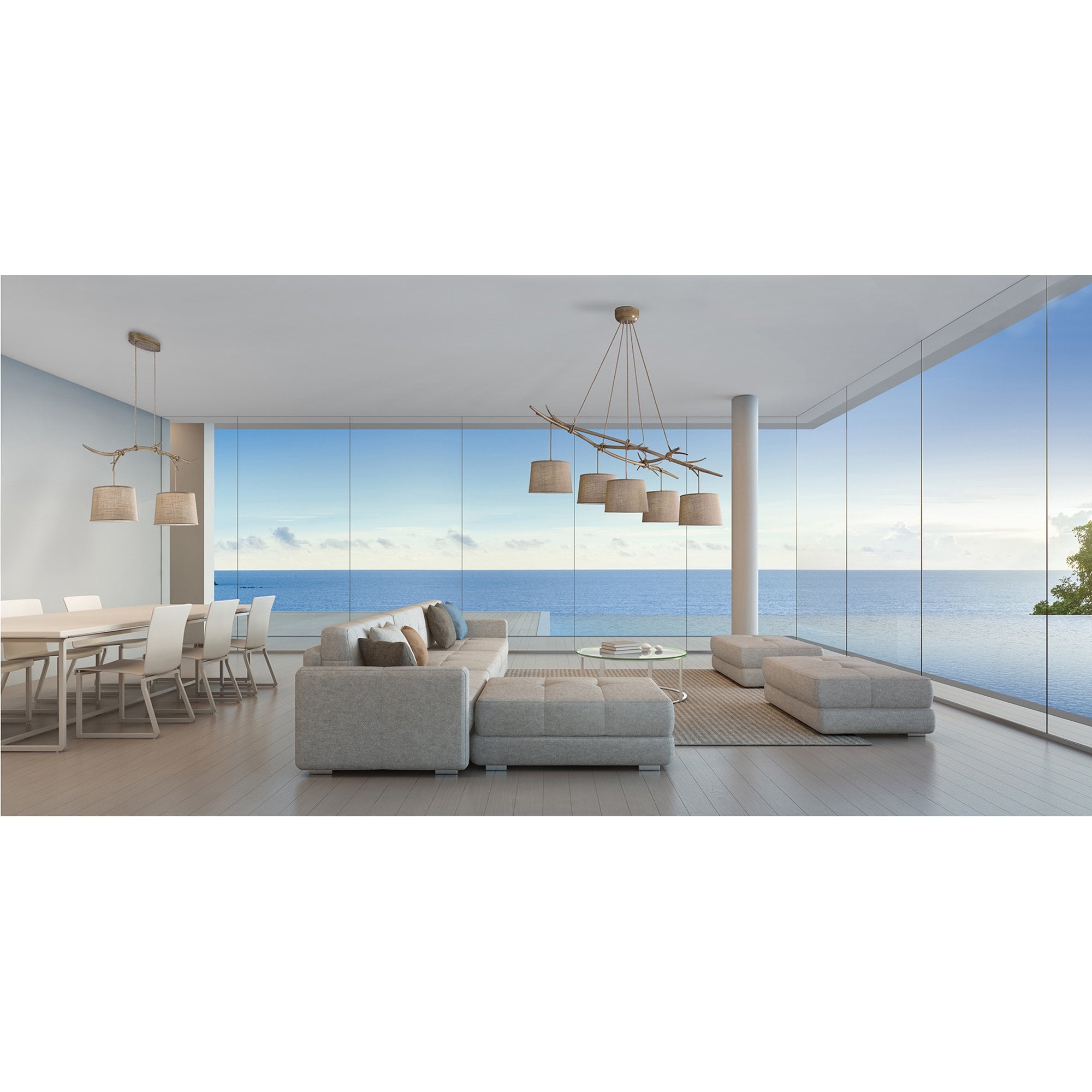 Sabina Floor  Lamp 182cm 1 Light Imitation Wood Linen Shade