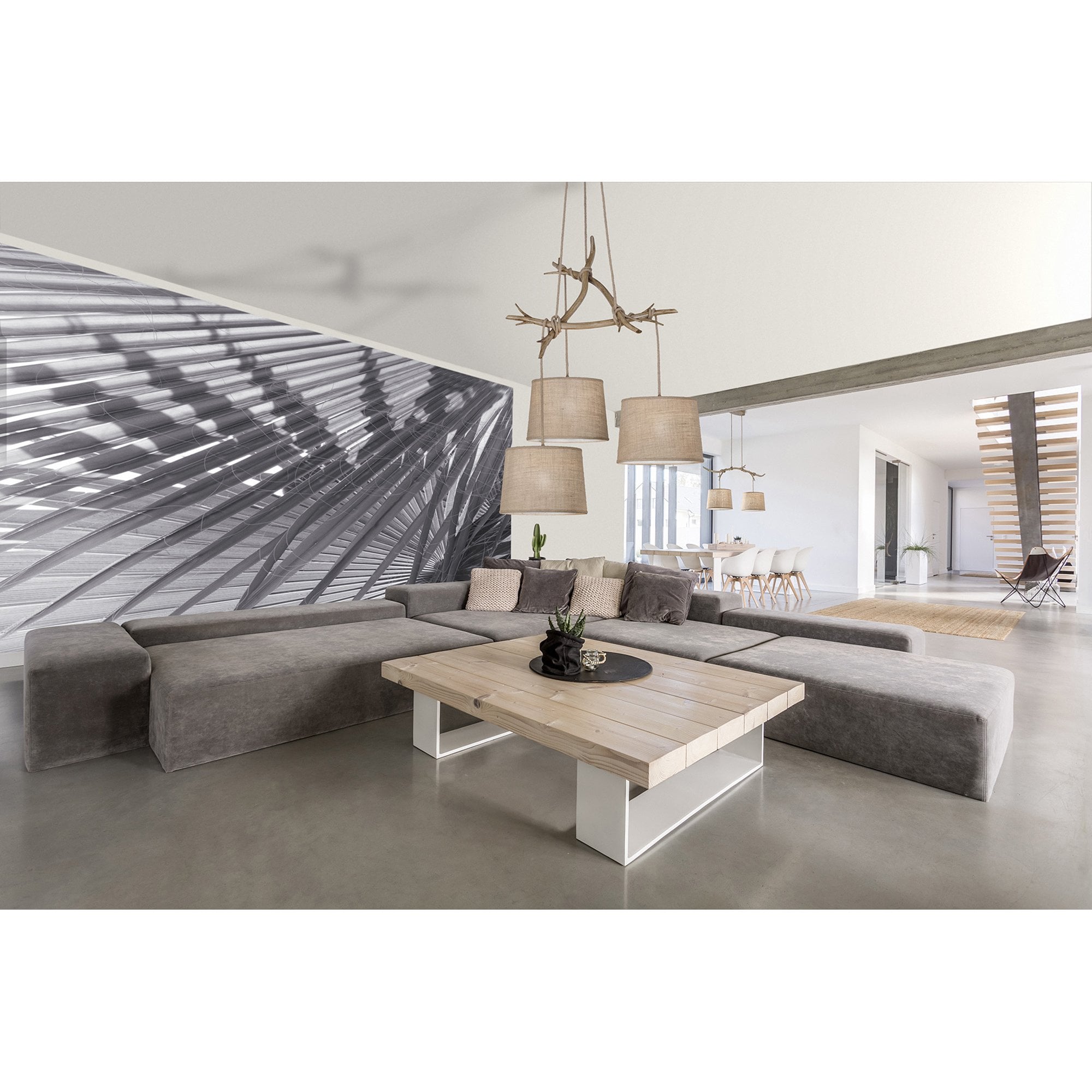 Sabina Floor  Lamp 182cm 1 Light Imitation Wood Linen Shade