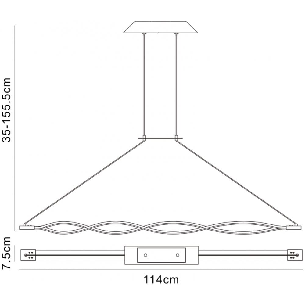 M4860 Sahara Linear Pendant 36W LED Silver Frosted Acrylic Polished Chrome