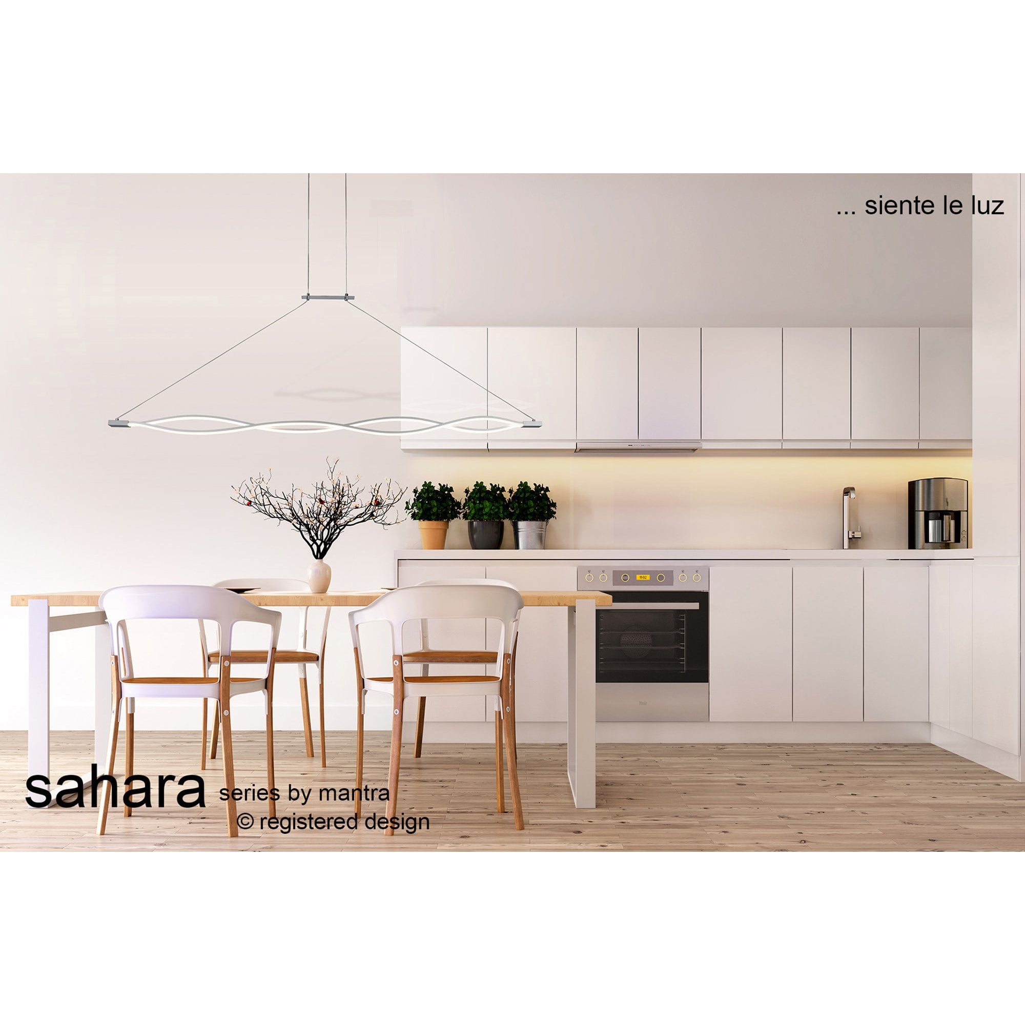 M4865 Sahara XL Linear Pendant 42W LED Silver Frosted Acrylic Polished Chrome