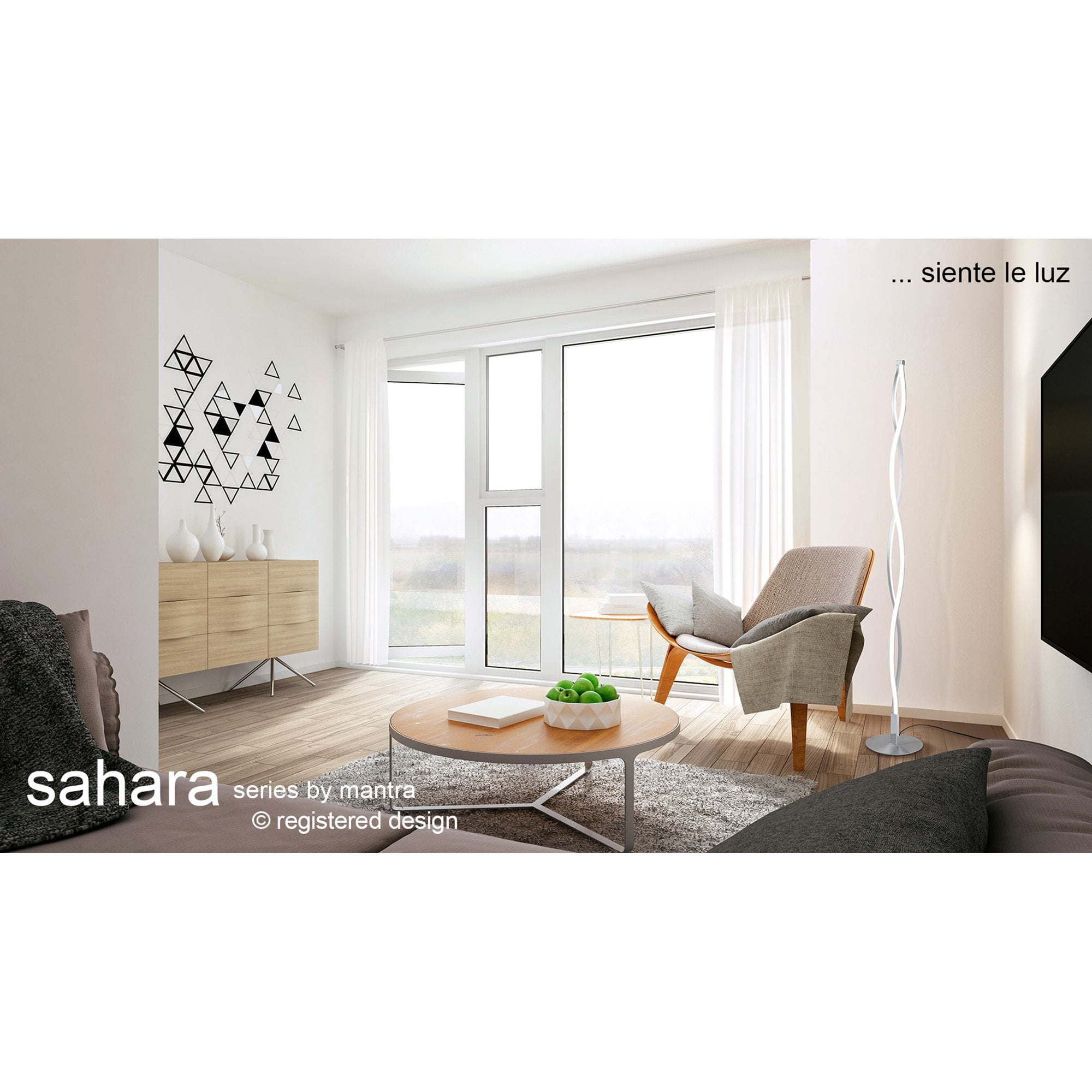 M4866 Sahara XL Floor Lamp 28W LED Dimmable Silver/Frosted Acrylic/Polished Chrome