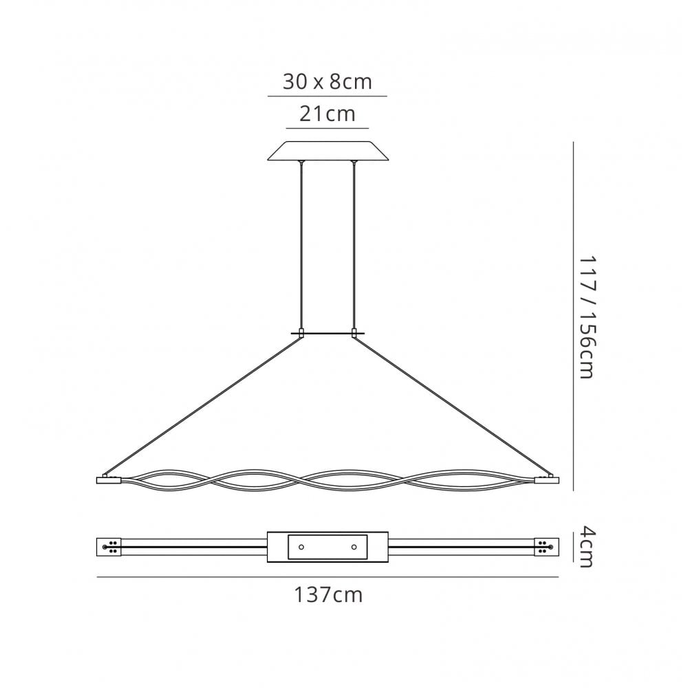M5815 Sahara XL Linear Pendant 42W LED Dimmable Silver Frosted Acrylic Polished Chrome