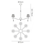 M0341AB Siena Pendant Round 8 Light E14 Antique Brass Amber Cream Shades And Amber Crystal
