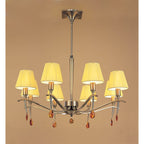 M0341AB Siena Pendant Round 8 Light E14 Antique Brass Amber Cream Shades And Amber Crystal