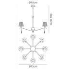M0341PB Siena Pendant Round 8 Light E14 Polished Brass Amber Cream Shades And Clear Crystal