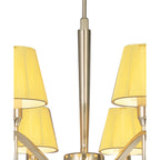 M0341PB Siena Pendant Round 8 Light E14 Polished Brass Amber Cream Shades And Clear Crystal