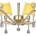 M0341PB Siena Pendant Round 8 Light E14 Polished Brass Amber Cream Shades And Clear Crystal