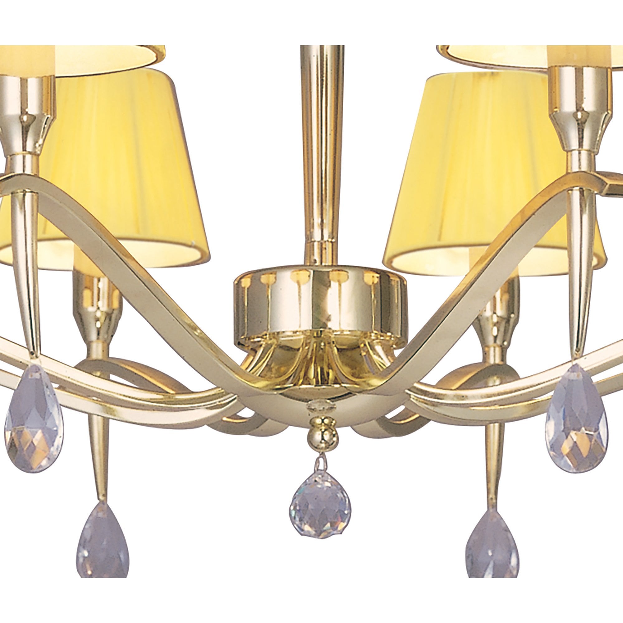 M0341PB Siena Pendant Round 8 Light E14 Polished Brass Amber Cream Shades And Clear Crystal