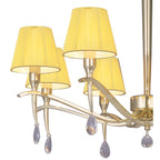 M0341PB Siena Pendant Round 8 Light E14 Polished Brass Amber Cream Shades And Clear Crystal
