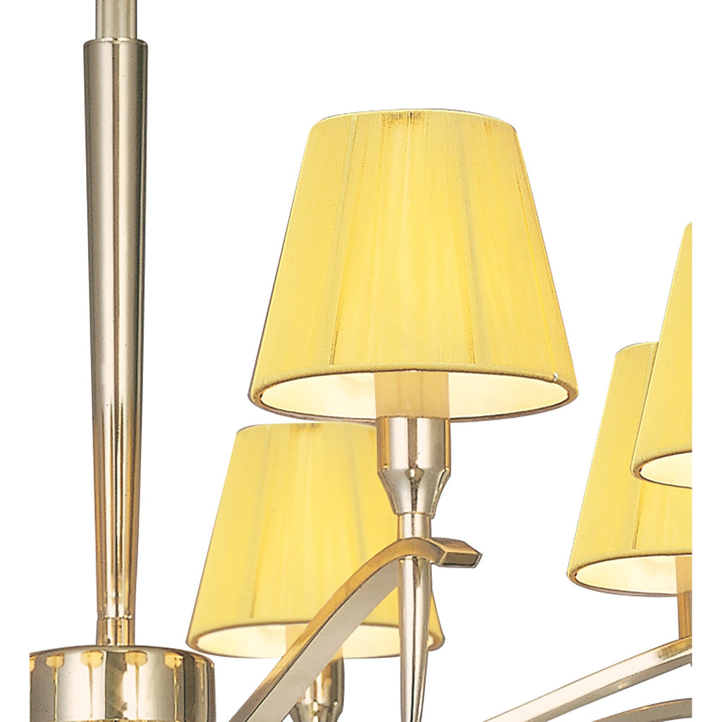 M0341PB Siena Pendant Round 8 Light E14 Polished Brass Amber Cream Shades And Clear Crystal