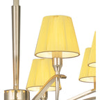 M0341PB Siena Pendant Round 8 Light E14 Polished Brass Amber Cream Shades And Clear Crystal